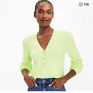 LOFT Lime Green V-Neck Sweater. NWT